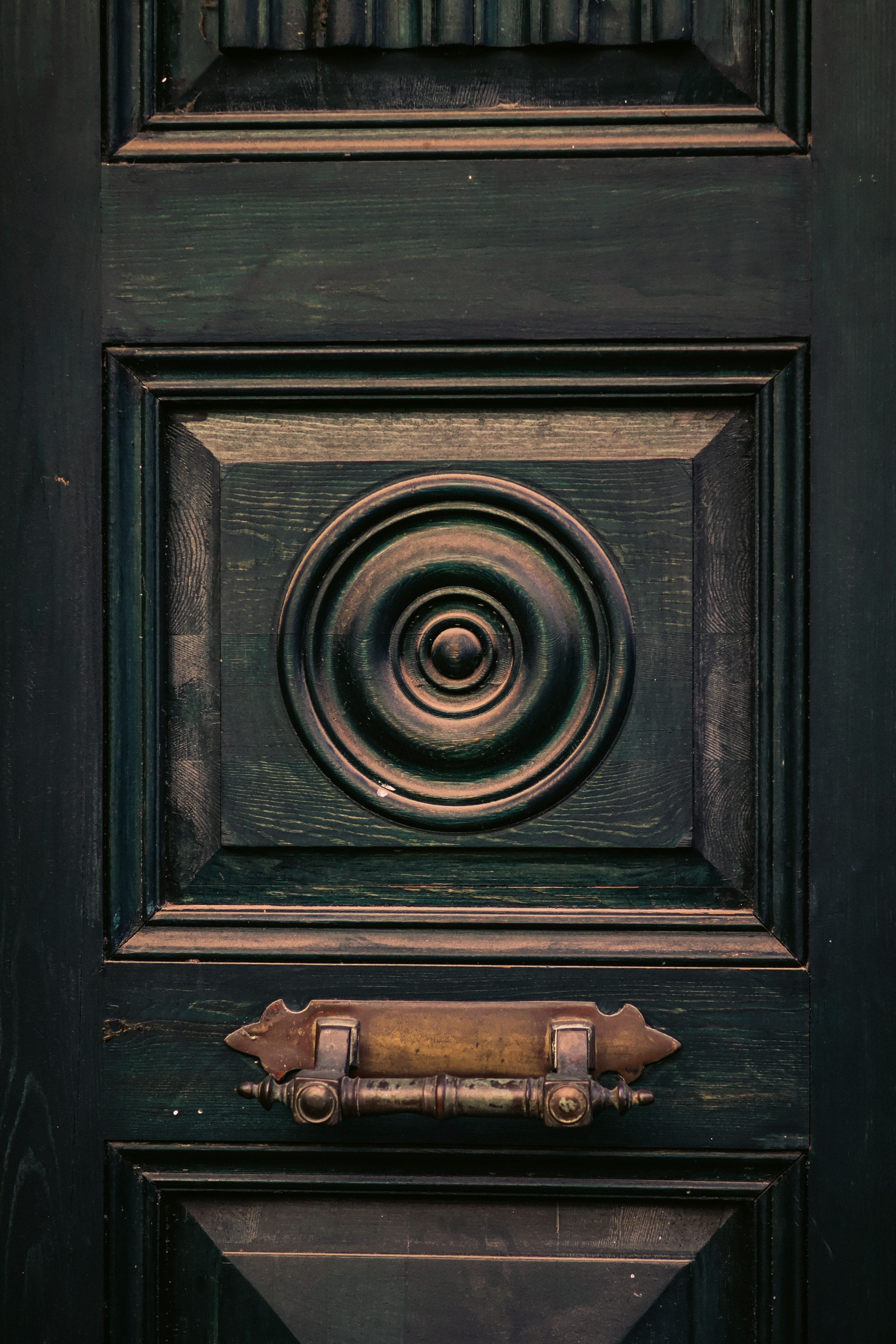 Carved medallion and knocker